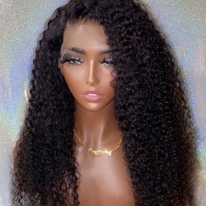 13x4 Lace Frontal Wig Virgin Hair Density 150% 1B Natural Brown 22in Kinky Curly